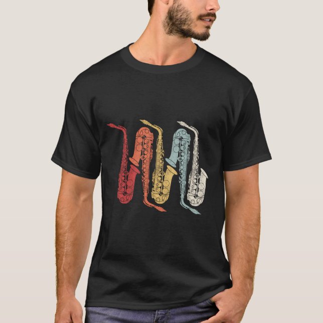 Retro Marching Band Saxophone T Shirt (Framsida)