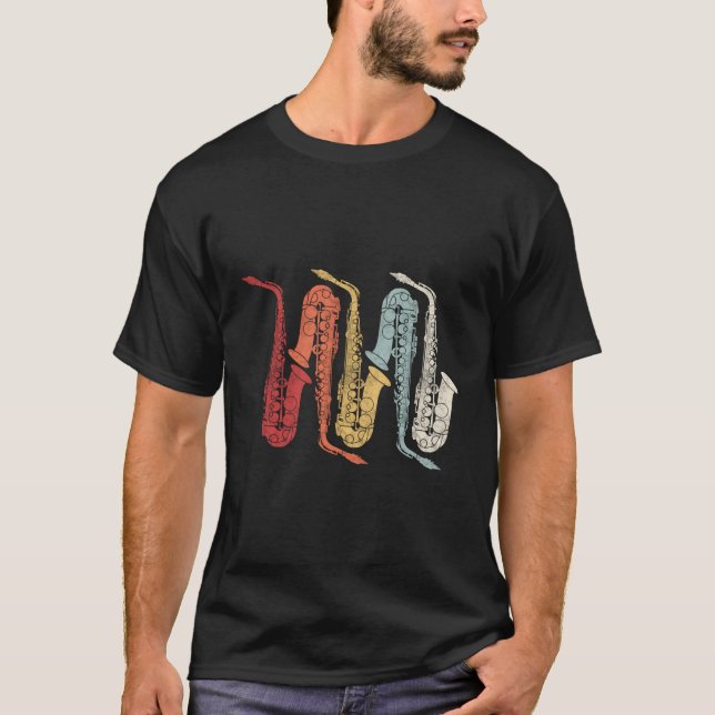 Retro Marching Band Saxophone T Shirt (Framsida)