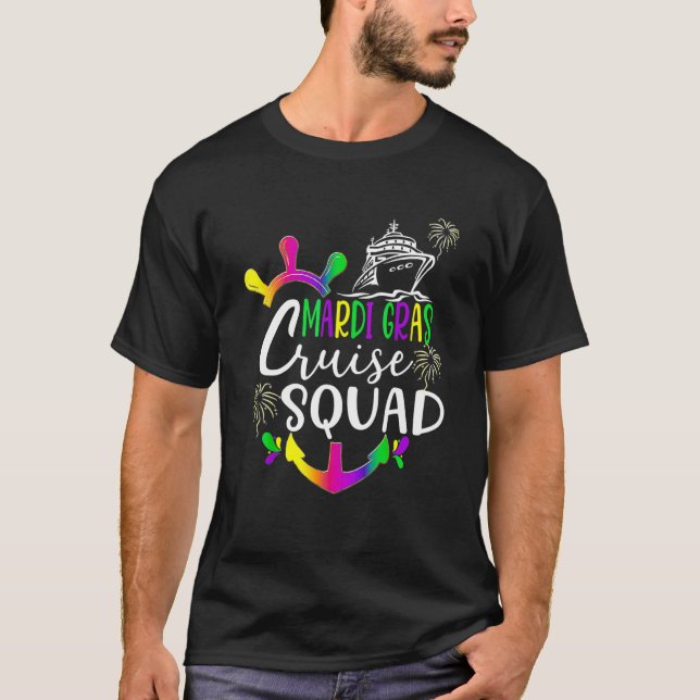 Retro Mardi Gras Cruise Squad Matching Group T Shirt (Framsida)