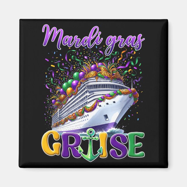 Retro Mardi Gras-kryssningsgruppsdesign Magnet (Framsidan)