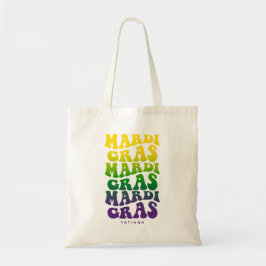 Retro Mardi Gras Ombre Text Tygkasse