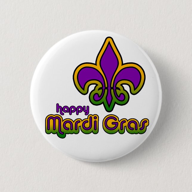 Retro Mardi Gras Seventies knäppas Knapp (Framsida)