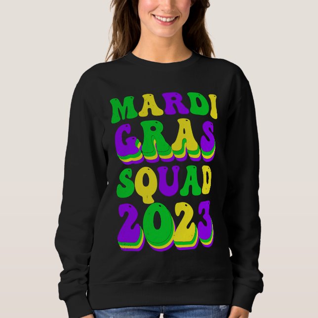 Retro Mardi Gras Squad 2023 Leopard Print Family M T Shirt (Framsida)