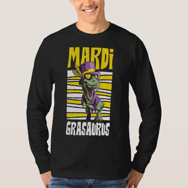 Retro Mardi Grasaurus Dinosaur Funny Mardi Gras Co T Shirt (Framsida)