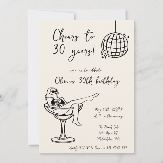 Retro Marg cheers Födelsedagsfest inbjudan (Framsida)