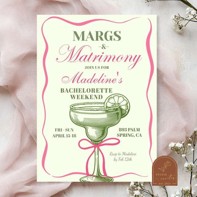 Retro Margaritas och Vigsel Möhippa Inbjudningar (Skapare uppladdad)