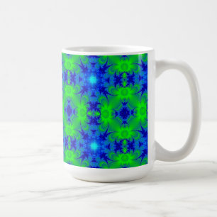Retro Margeriten u. Sterne Artdeco in grün blau Kaffemugg