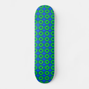 Retro Margeriten u. Sterne Artdeco in grün blau Old School Skateboard Bräda 18 Cm