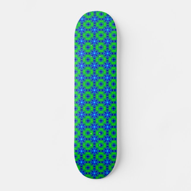 Retro Margeriten u. Sterne Artdeco in grün blau Old School Skateboard Bräda 18 Cm (Framsida)