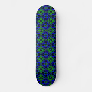 Retro Margeriten u. Sterne Artdeco in grün blau Skateboard Bräda 20 Cm