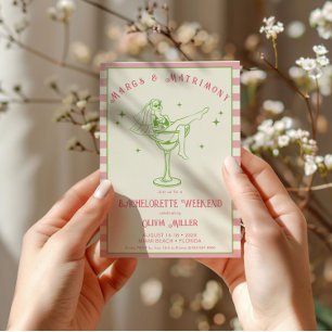 Retro Margs & Matrimony Bachelorette helg Inbjudningar