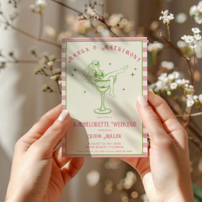 Retro Margs & Matrimony Bachelorette helg Inbjudningar (Skapare uppladdad)