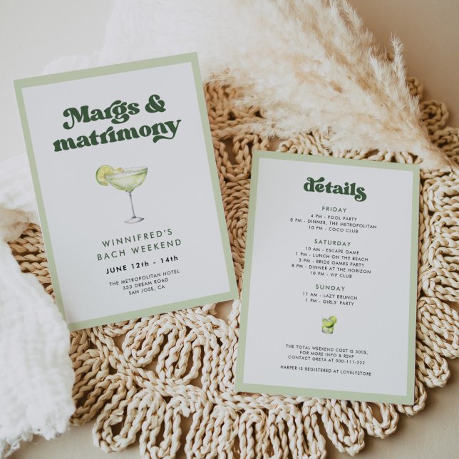 Retro Margs och Matrimony Bachelorette Helg Inbjudningar (Skapare uppladdad)