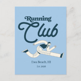 Retro Marinblå Löpklubb Personlig Grafisk Design Vykort