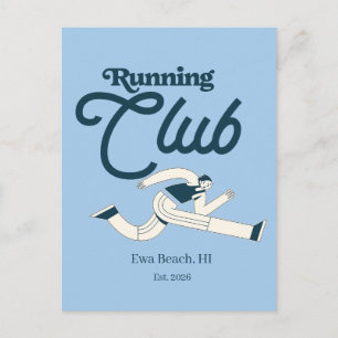 Retro Marinblå Löpklubb Personlig Grafisk Design Vykort