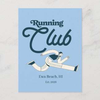 Retro Marinblå Löpklubb Personlig Grafisk Design Vykort