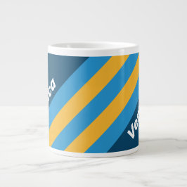 Retro Marinblå Ränder med Namn Jumbo Mugg