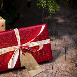 Retro-Märkre för julrödtypografi Presentetikett