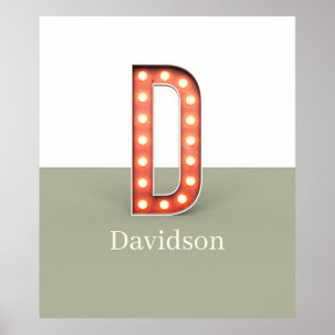 Retro Marquee Brev D Personlig Poster