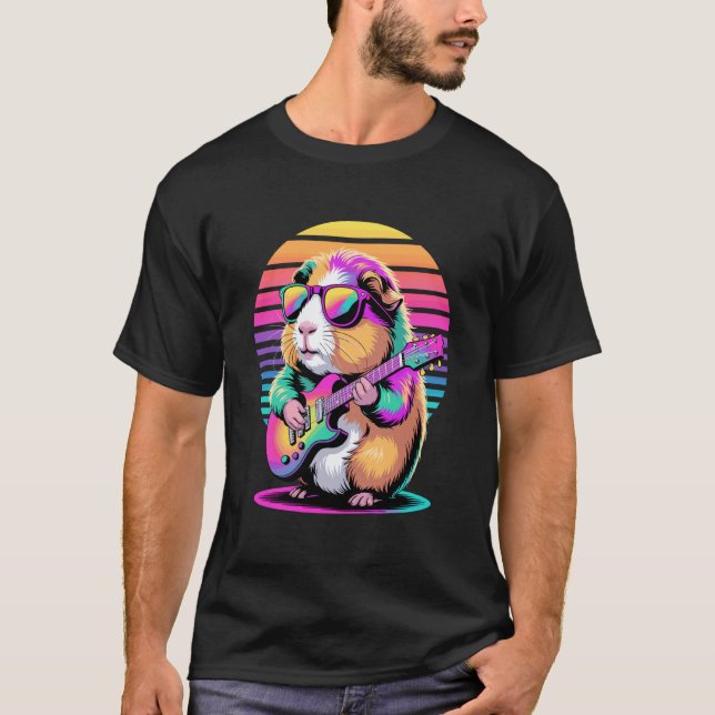 Retro Marsvin Gitarrist Gitarr T Shirt (Framsida)