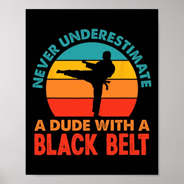 Retro Martial Arts Black Bälte Karate Poster (Framsidan)