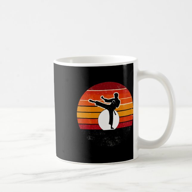 Retro Martial Arts Sunset Silhouette Kick - Karate Kaffemugg (Höger)