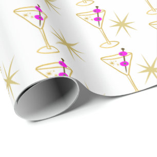 Retro Martini Cocktail Glass Festive Rosa Olive Presentpapper