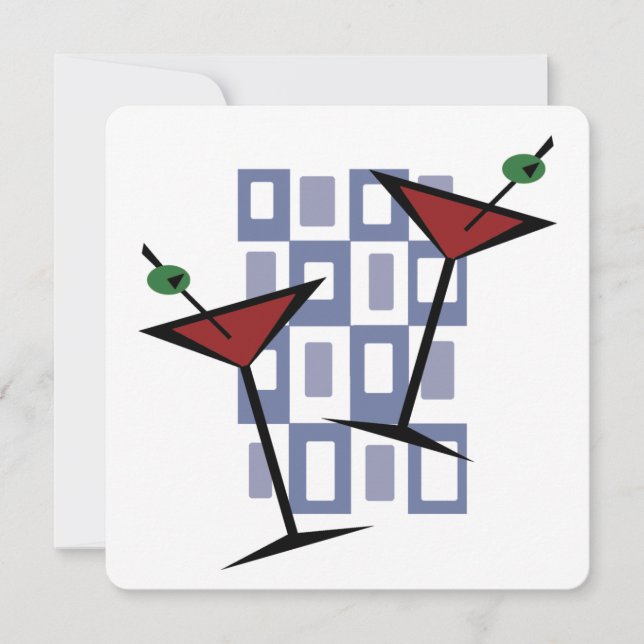 Retro Martini Cocktail Party-inbjudningar Inbjudningar (Framsida)