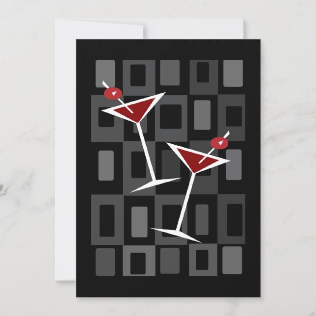 Retro Martini Cocktail Party-inbjudningar Inbjudningar (Framsida)