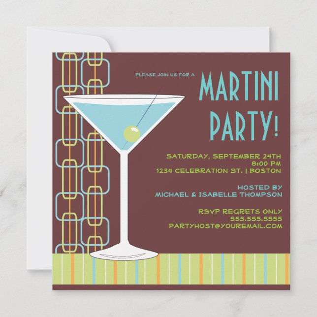 Retro Martini cocktailpartyinbjudan Inbjudningar (Framsida)