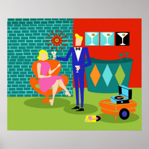 Retro Martini lite Poster
