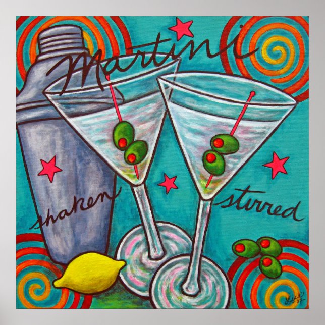 Retro Martini Poster av Lisa Lorenz (Framsidan)