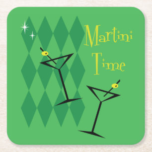Retro Martini Underlägg Papper Kvadrat