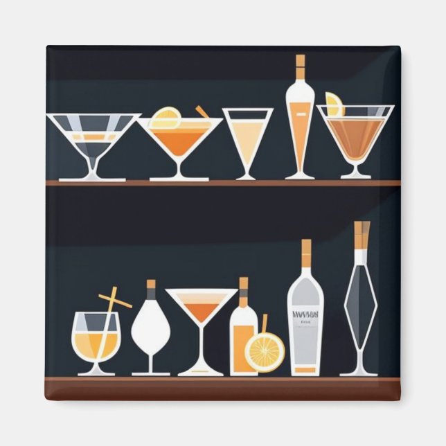 Retro Martinis och Cocktails Magnet (Framsidan)