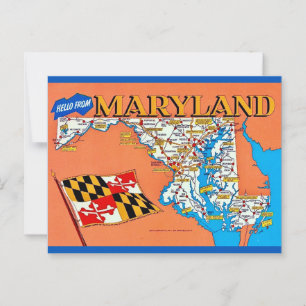 Retro Maryland Kartkort Vykort