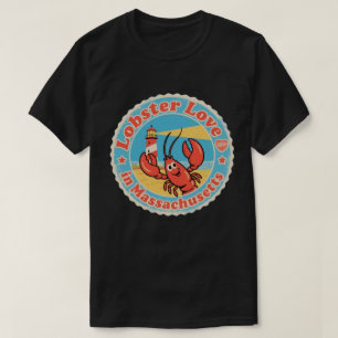 Retro Massachusetts-märke_ Hummer med skeppshjul T Shirt