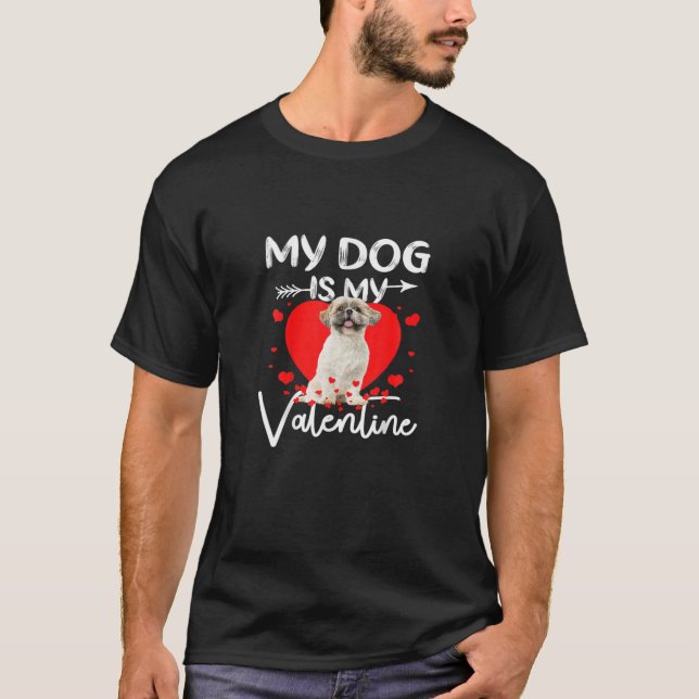 Retro Matching Alla hjärtans dag Heart Shih Tzu Hu T Shirt (Framsida)