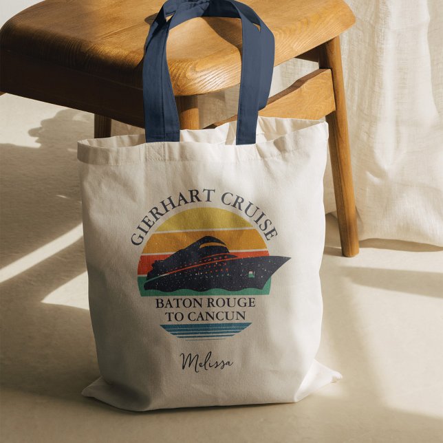 Retro Matching Family Cruise Resa Personlig Tygkasse (Family Cruise Matching Summer Vacation Tote Bag)