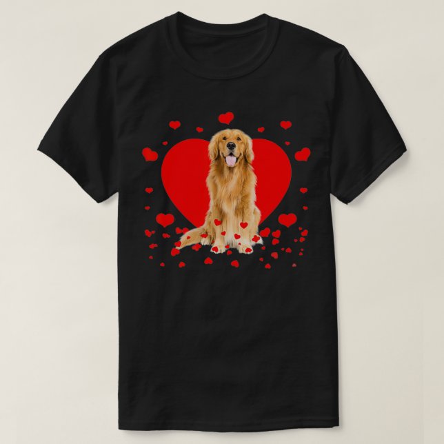 Retro Matching Valentine Hearts Golden Retriever D T Shirt (Design framsida)