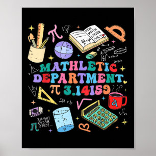 Retro Mathletic Department Pi Dag 3.14 Funny Math Poster