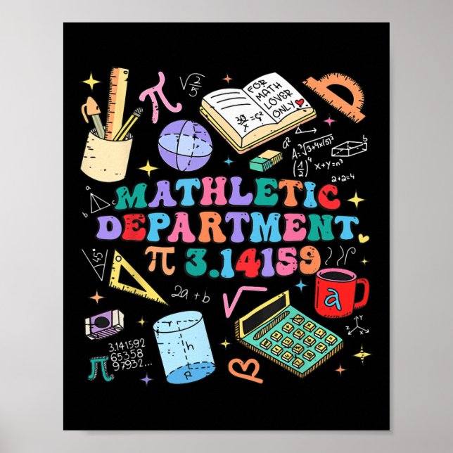 Retro Mathletic Department Pi Dag 3.14 Funny Math Poster (Framsidan)