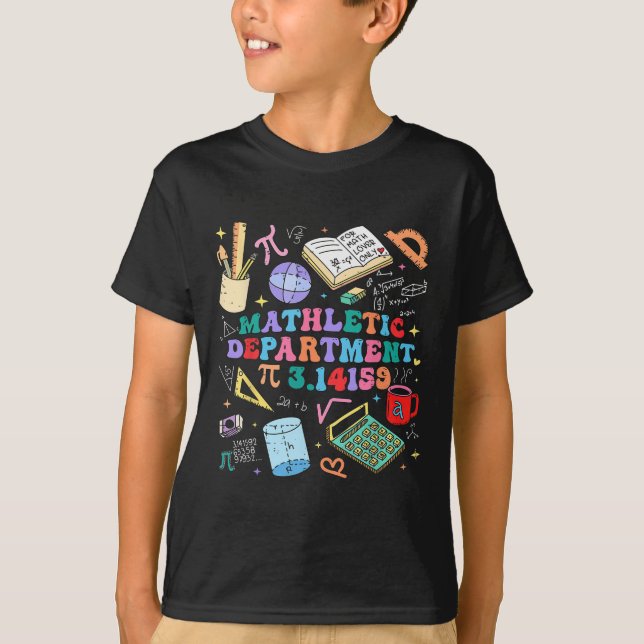 Retro Mathletic Department Pi Dag 3.14 Funny Math T Shirt (Framsida)
