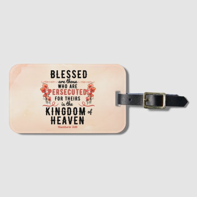 Retro Matthew 5:10 Poppies vattenfärg Bagagebricka (Framsida horisontal)