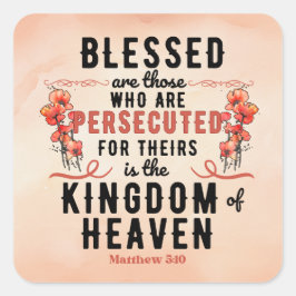 Retro Matthew 5:10 Poppies vattenfärg Fyrkantigt Klistermärke
