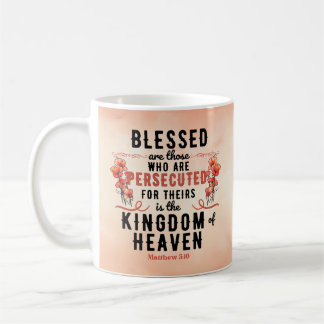 Retro Matthew 5:10 Poppies vattenfärg Kaffemugg
