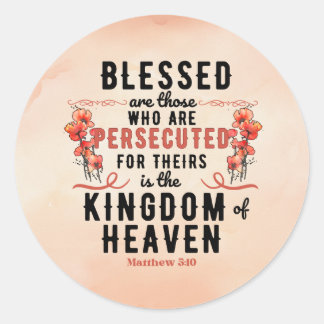 Retro Matthew 5:10 Poppies vattenfärg Runt Klistermärke