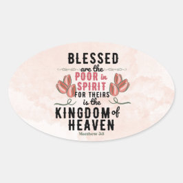 Retro Matthew 5:3 Tulips vattenfärg Ovalt Klistermärke