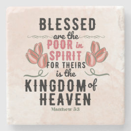 Retro Matthew 5:3 Tulips vattenfärg Stenunderlägg