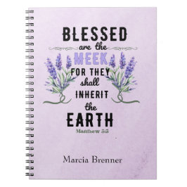 Retro Matthew 5:5 Lavender Watercolor Anteckningsbok