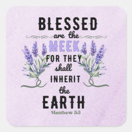 Retro Matthew 5:5 Lavender Watercolor Fyrkantigt Klistermärke